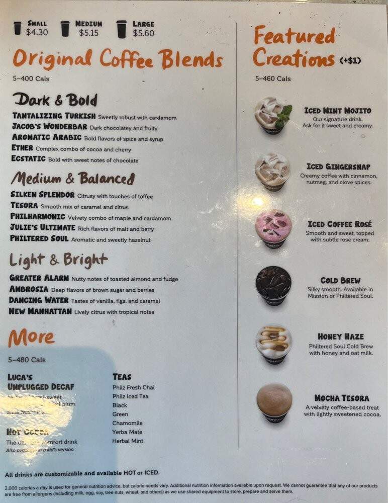 Philz Coffee - Los Angeles, CA menu_pic
