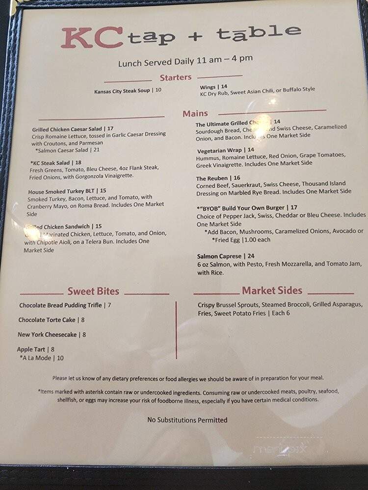 KC Tap + Table - Kansas City, MO menu_pic