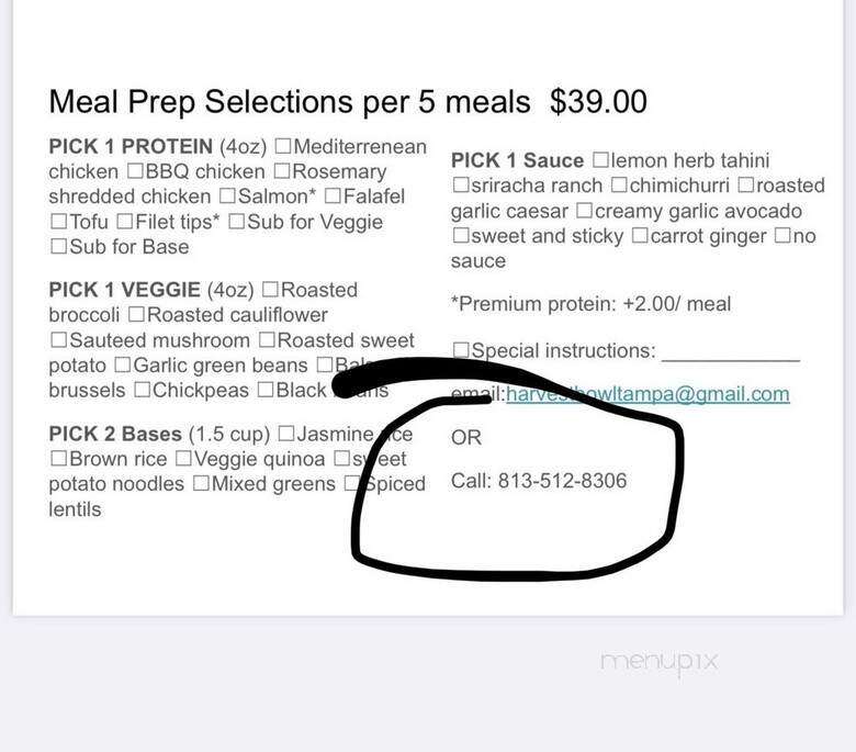 Harvest Bowl - Tampa, FL menu_pic