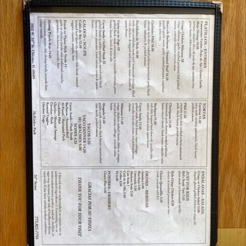 Chile Toreado - Chicago, IL menu_pic
