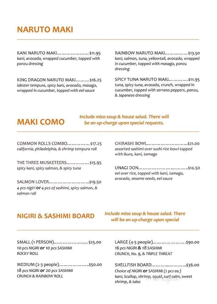 UMI Sushi & Hibachi - Blaine, MN menu_pic