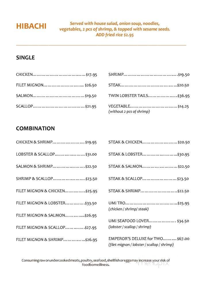 UMI Sushi & Hibachi - Blaine, MN menu_pic