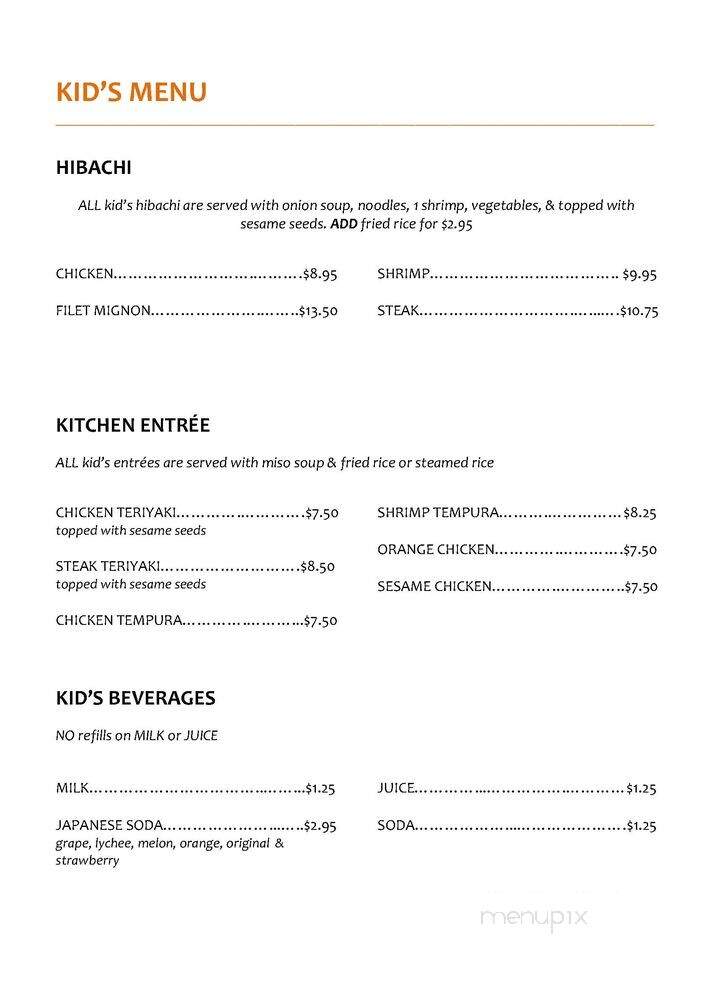 UMI Sushi & Hibachi - Blaine, MN menu_pic