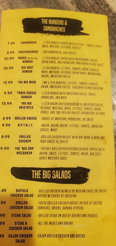 BIg Shot Bob's - Greensburg, PA menu_pic