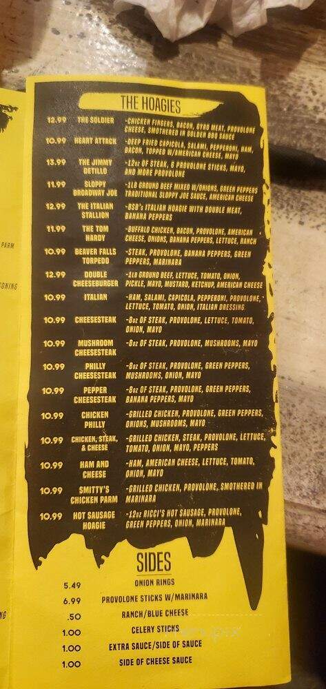 BIg Shot Bob's - Greensburg, PA menu_pic