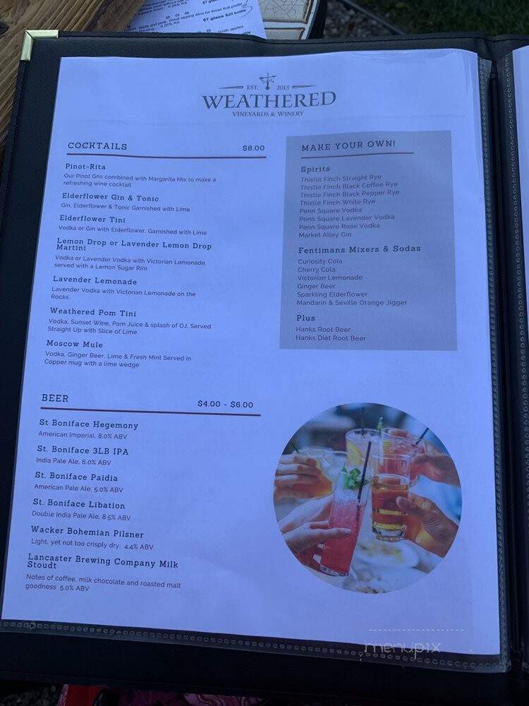 Weathered Vineyards Tasting Room & Wine Bar - Ephrata, PA menu_pic