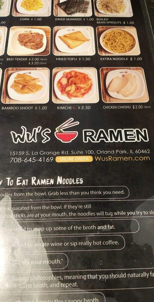 Wu's Ramen - Orland Park, IL menu_pic
