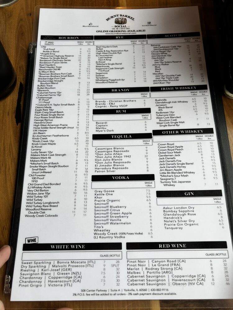 Burnt Barrel Social - Yorkville, IL menu_pic