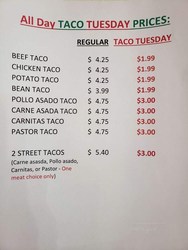 Caramba Mexican Food - Glendale, AZ menu_pic