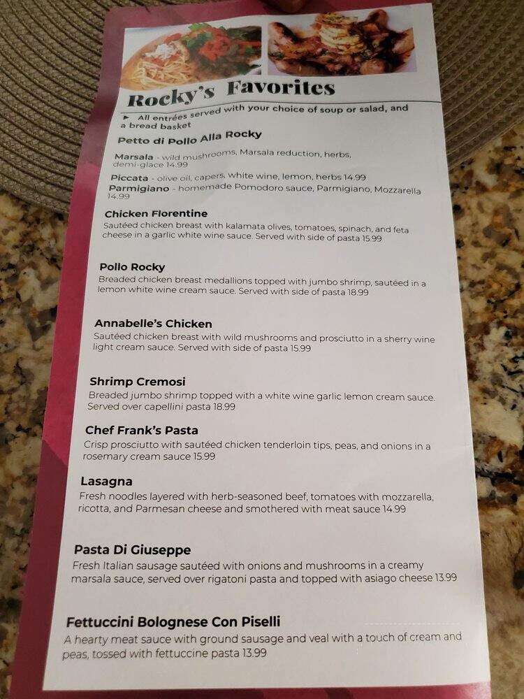 Rocky's Ristorante - Macomb, MI menu_pic