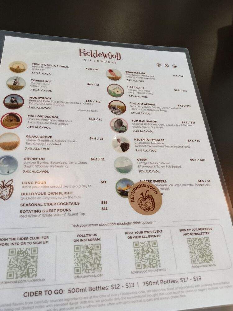 Ficklewood Ciderworks - Long Beach, CA menu_pic