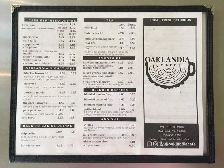 Coffee Roma - Oakland, CA menu_pic