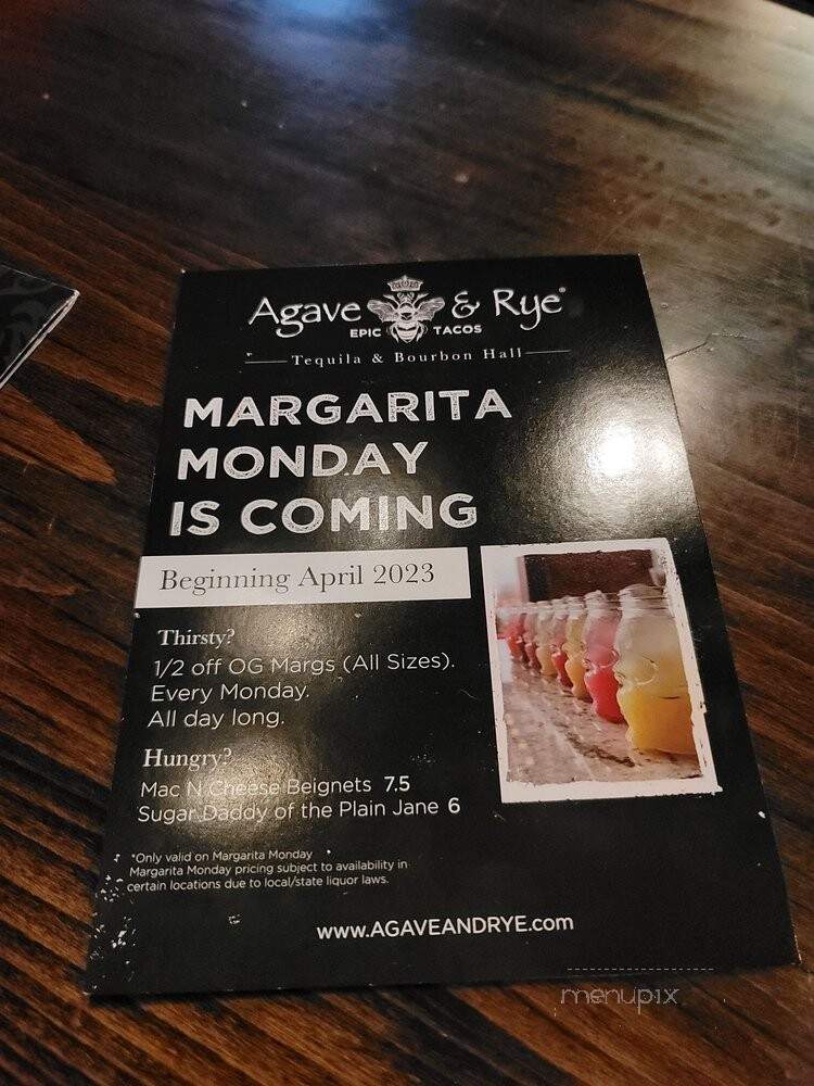 Agave & Rye - Louisville, KY menu_pic