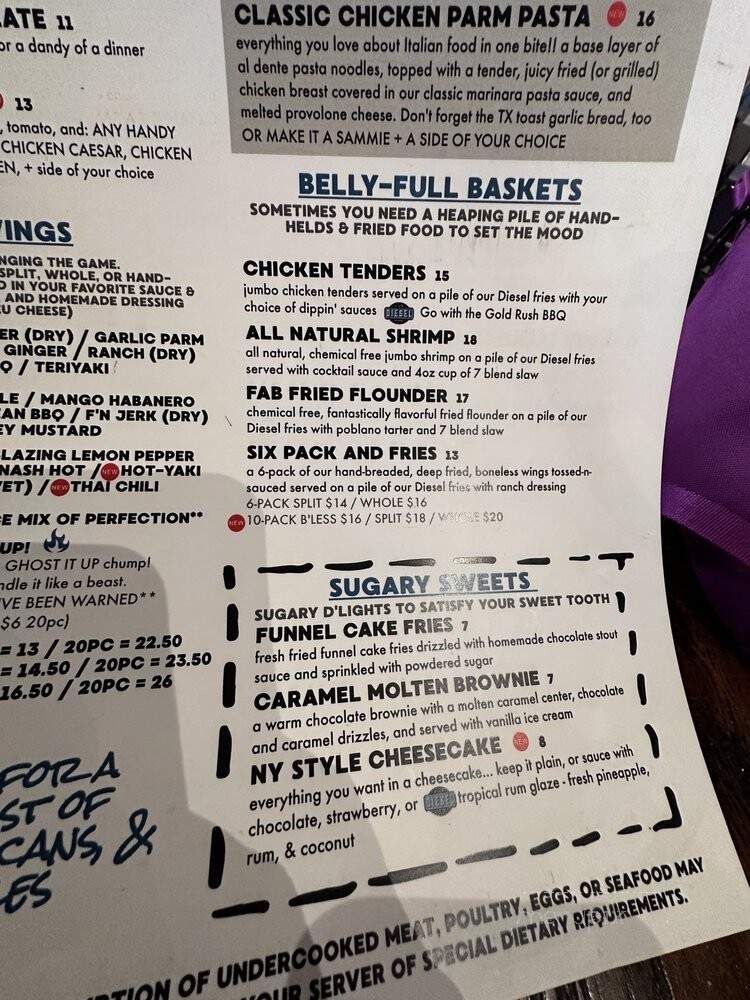 Diesel Tap House - Sugar Hill, GA menu_pic