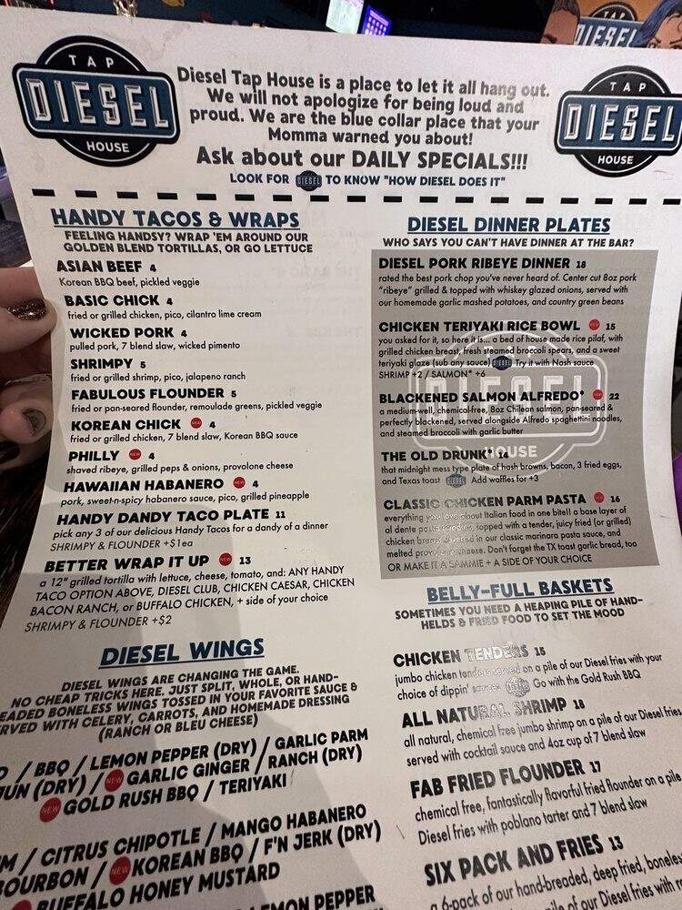 Diesel Tap House - Sugar Hill, GA menu_pic