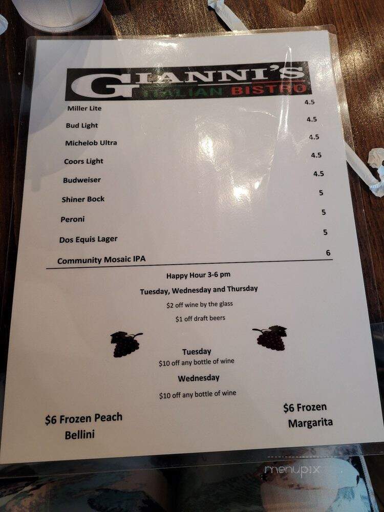 Gianni's Italian Bistro - Heath, TX menu_pic