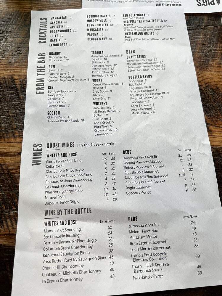 Pigs Ear American Bistro - Hurricane, UT menu_pic