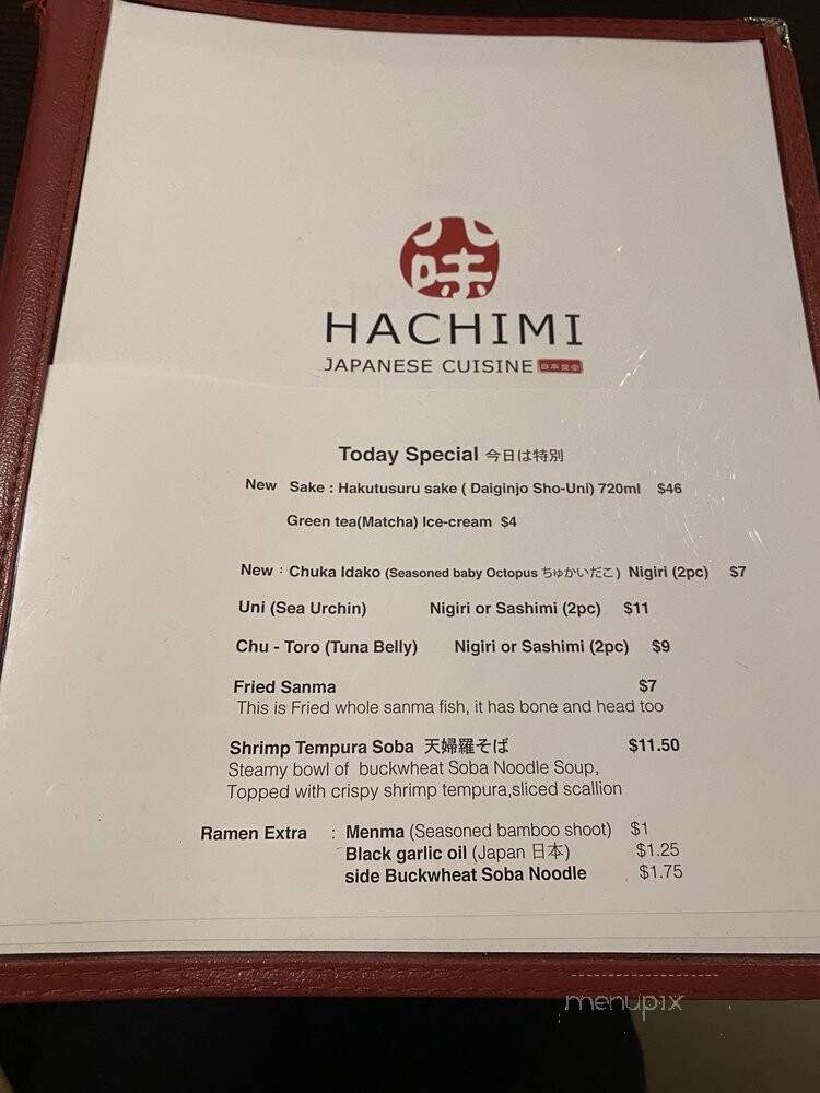 Hachimi Japanese Cuisine - Johnson City, TN menu_pic