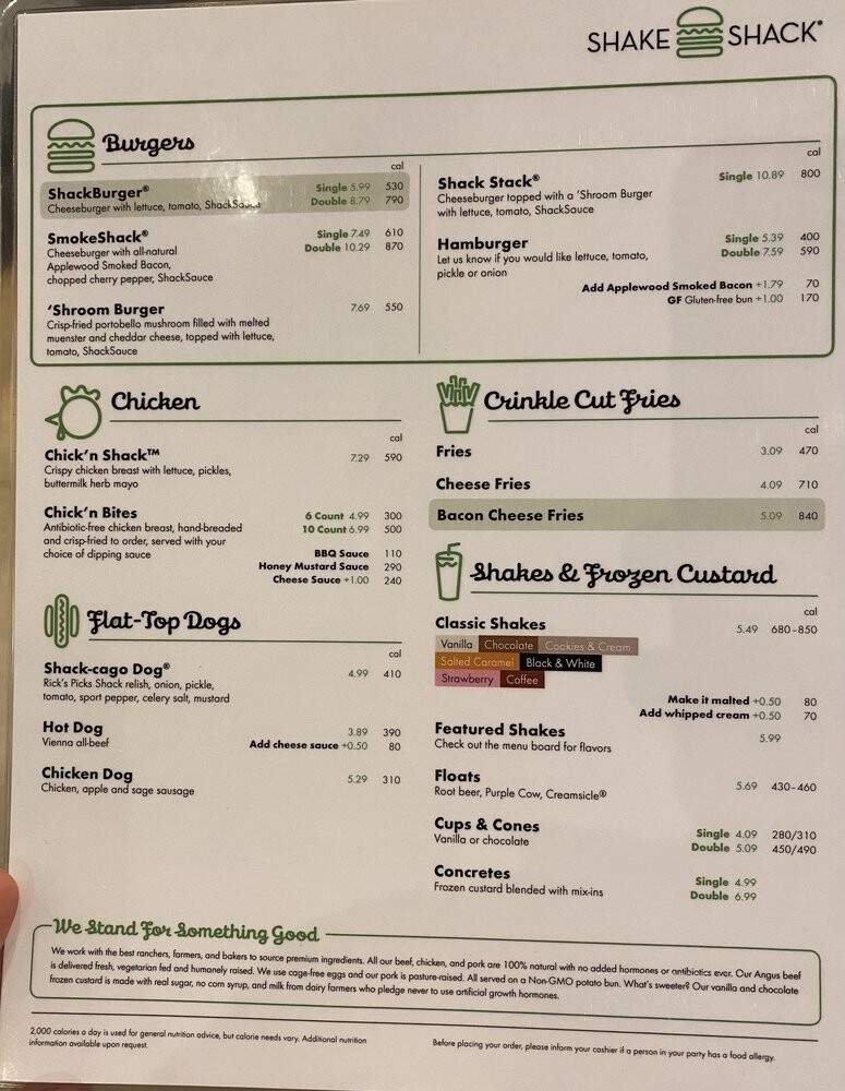 Shake Shack - San Francisco, CA menu_pic
