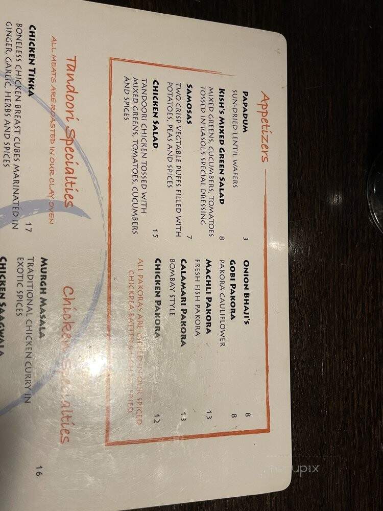 Kish Indian Kitchen and Bar - Santa Clara, CA menu_pic