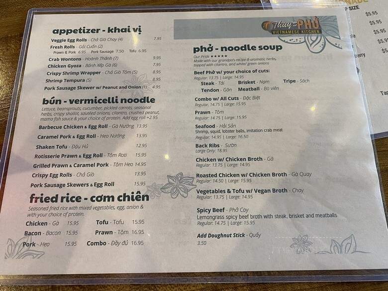 Thuy's Pho - Olympia, WA menu_pic