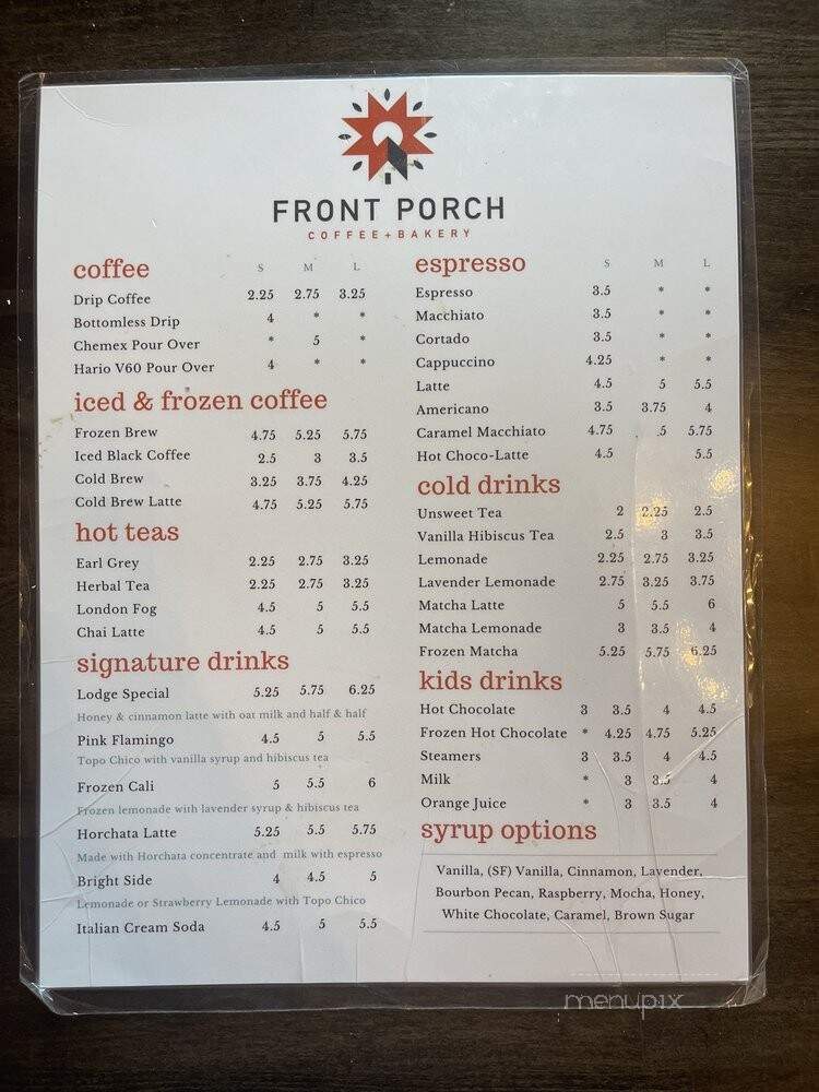 Front Porch Coffee Co. & Bakery - Abilene, TX menu_pic
