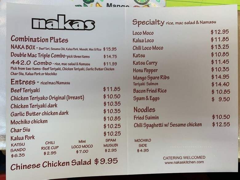 Nakas - Monterey Park, CA menu_pic