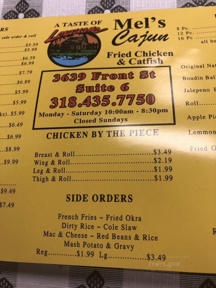 Mels Cajun Fried Chicken & Catfish - Winnsboro, LA menu_pic