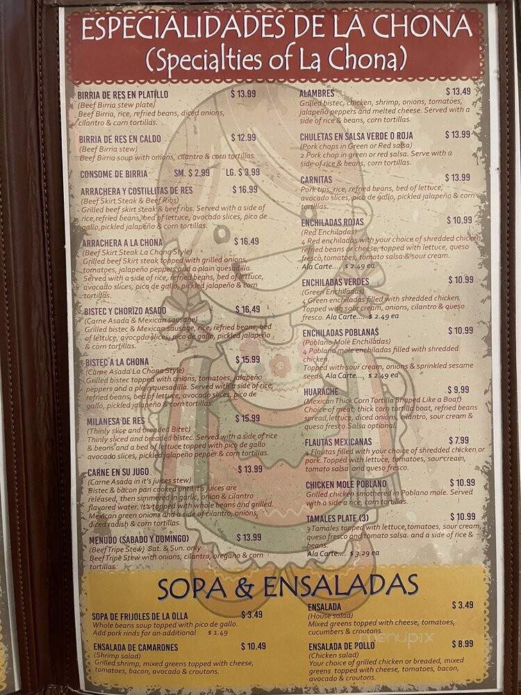 Taqueria La Chona - Wichita, KS menu_pic