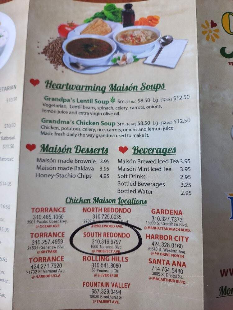 Chicken Maison - Redondo Beach, CA menu_pic