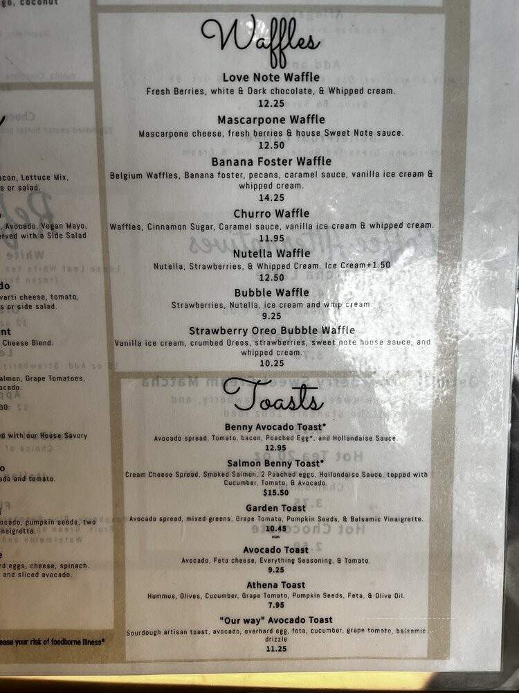 Sweet Notes Cafe - Kent, WA menu_pic