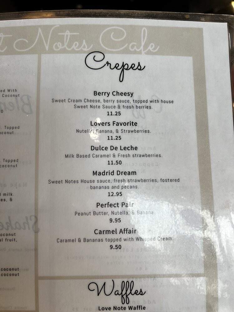 Sweet Notes Cafe - Kent, WA menu_pic