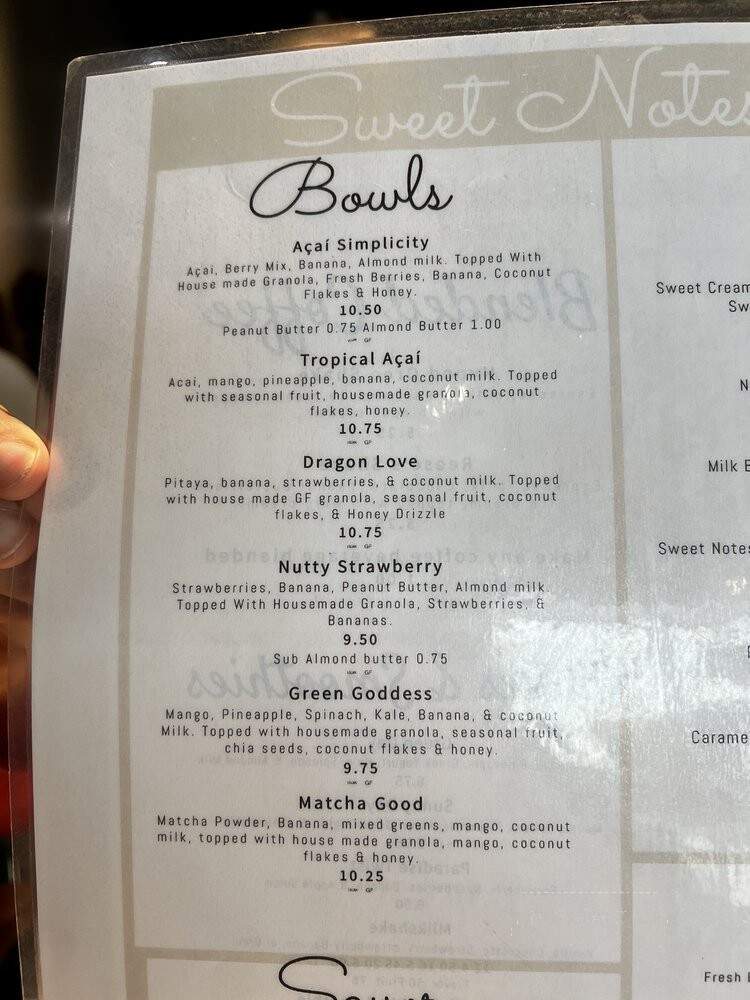 Sweet Notes Cafe - Kent, WA menu_pic