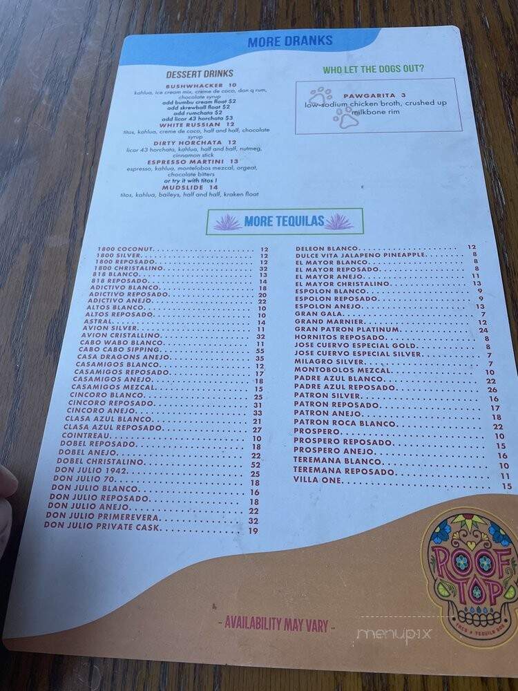 Rooftop Taco & Tequila Bar - Ocean Springs, MS menu_pic