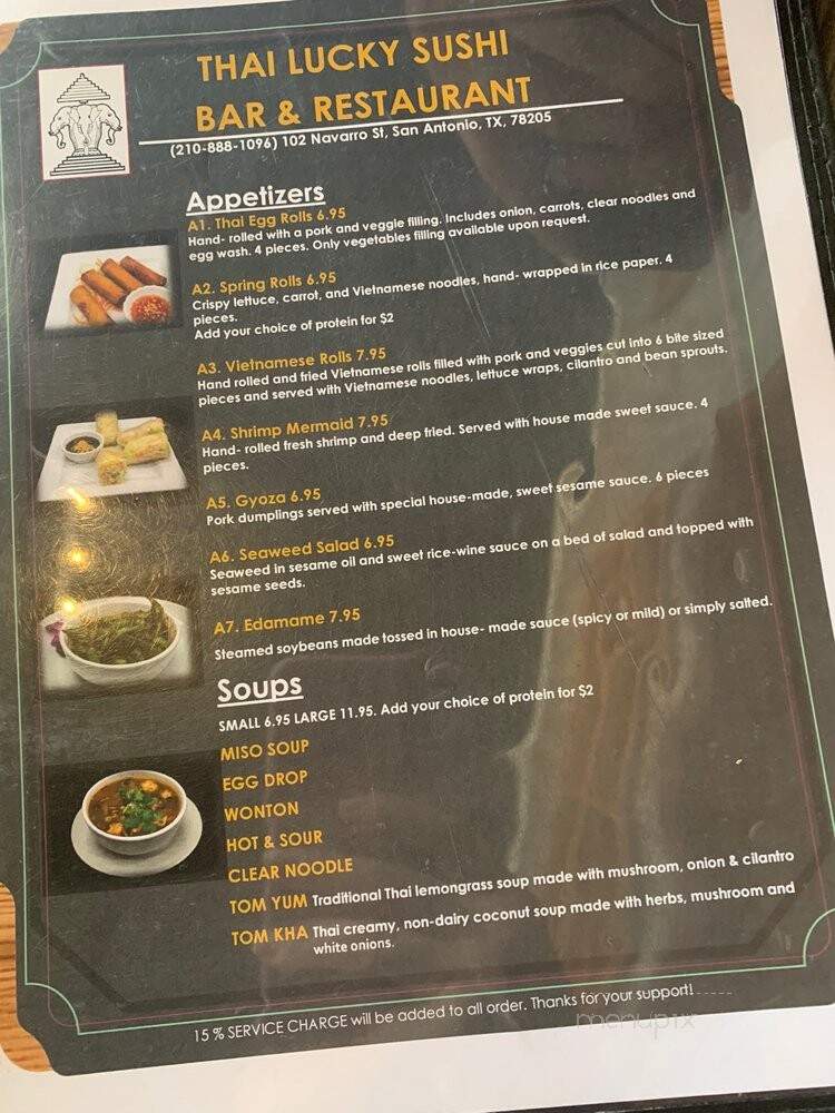 Thai Lucky Sushi Bar - San Antonio, TX menu_pic