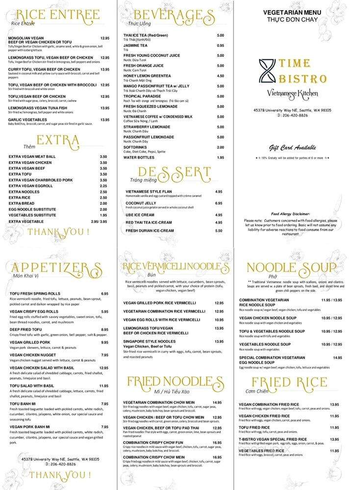 Time Bistro - Seattle, WA menu_pic
