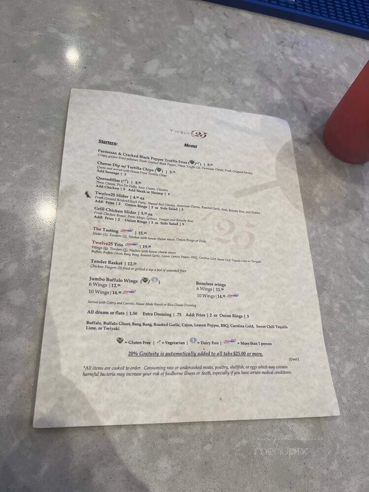Twelve 25 - Tuscaloosa, AL menu_pic