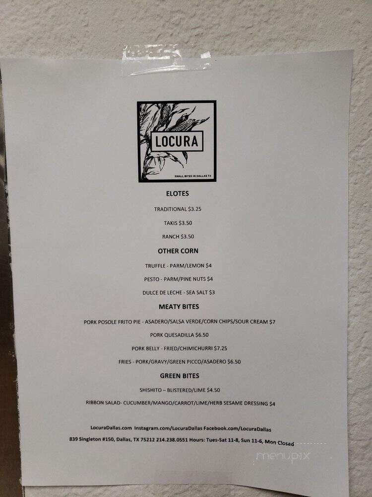 Locura - Dallas, TX menu_pic
