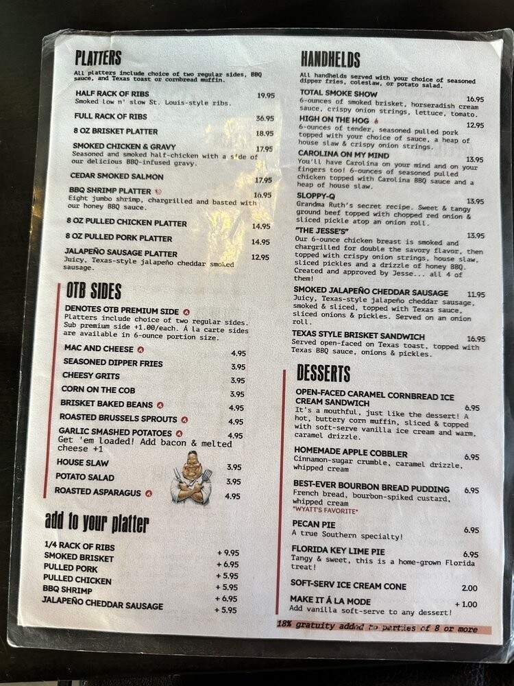 Off the Bone BBQ + Ribhouse - Naples, FL menu_pic