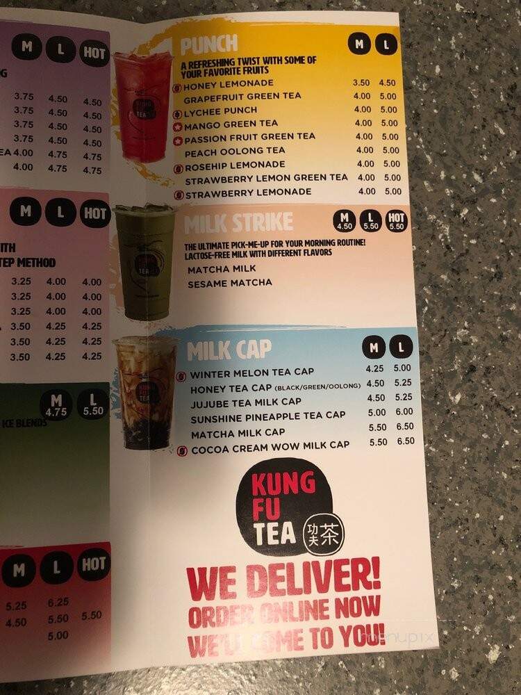 Kung Fu Tea - Rochester Hills, MI menu_pic