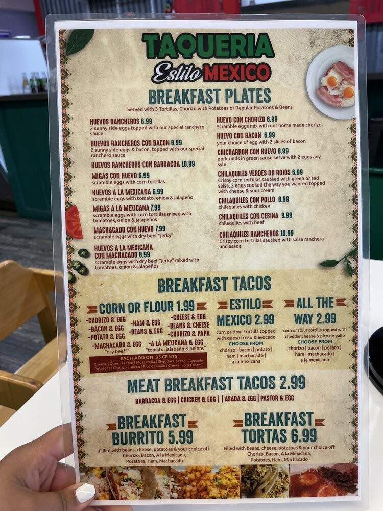 Taqueria Estilo Mexico - Cypress, TX menu_pic