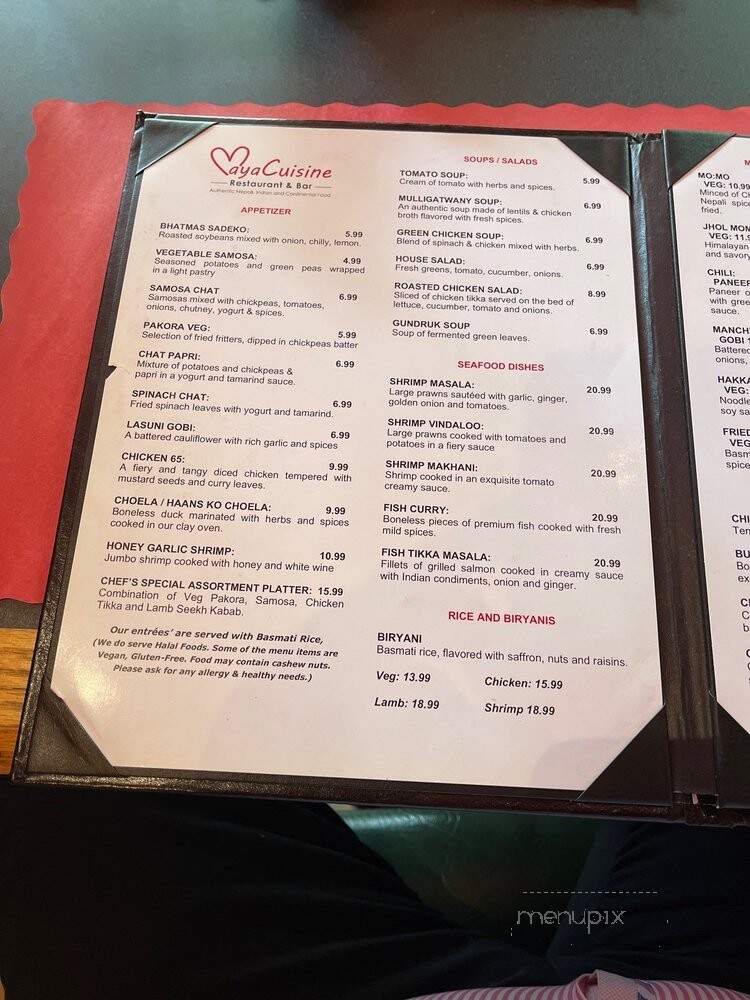 Maya Cuisine Restauraunt & Bar - Bethesda, MD menu_pic