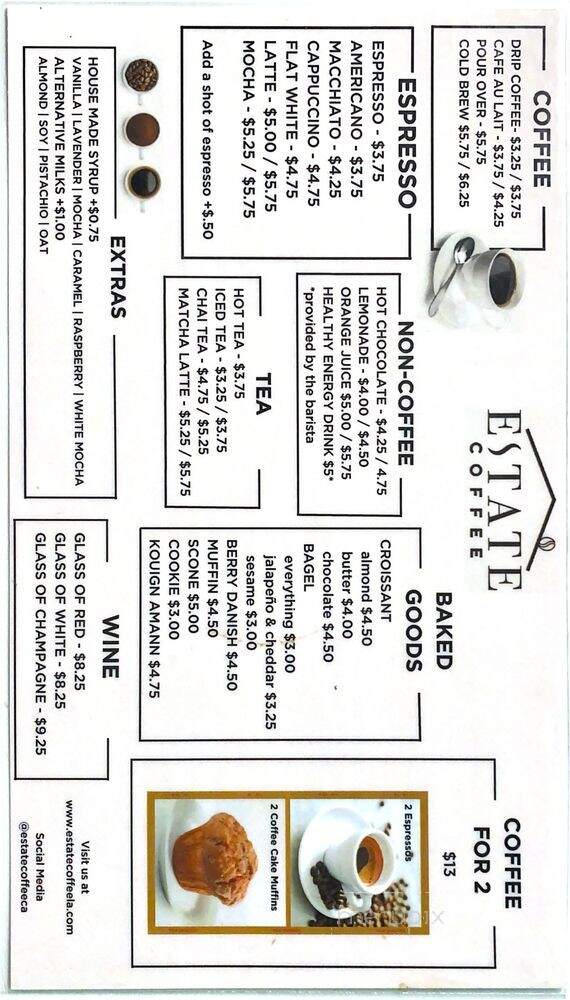 Estate Coffee - Santa Monica, CA menu_pic