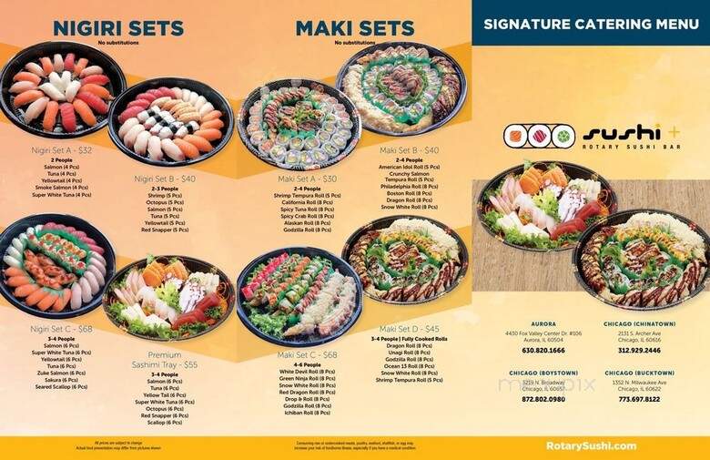 Sushi + Rotary Sushi Bar - Chicago, IL menu_pic