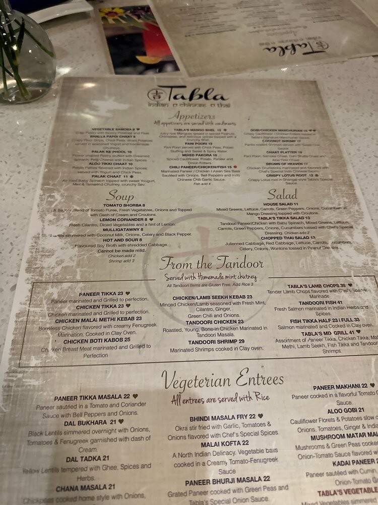 Tabla Indian Restaurant Winter Park - Winter Park, FL menu_pic