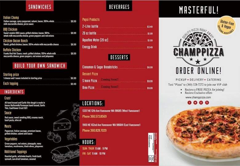 Champ Pizza - Vancouver, WA menu_pic