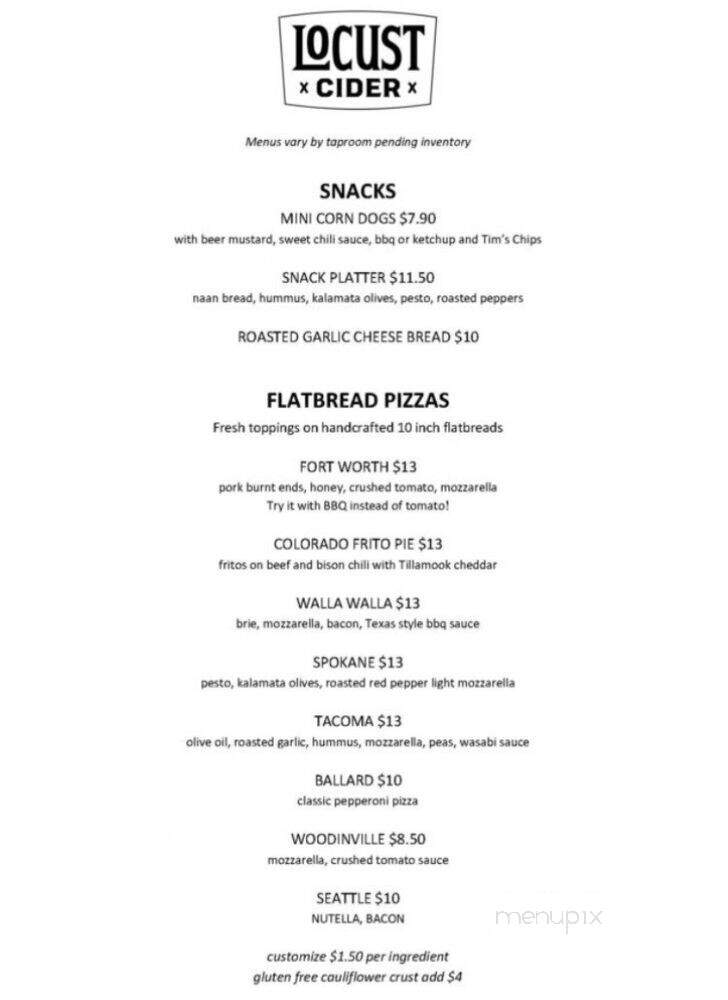 Locust Cider & Brewing - Vancouver, WA menu_pic
