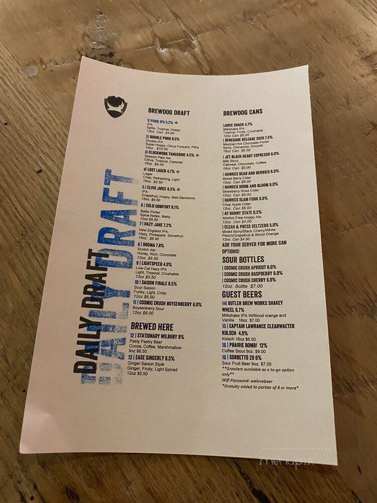 BrewDog - Pittsburgh, PA menu_pic