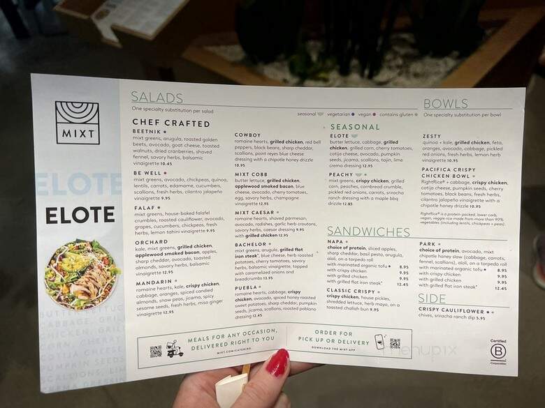 MIXT - Scottsdale, AZ menu_pic