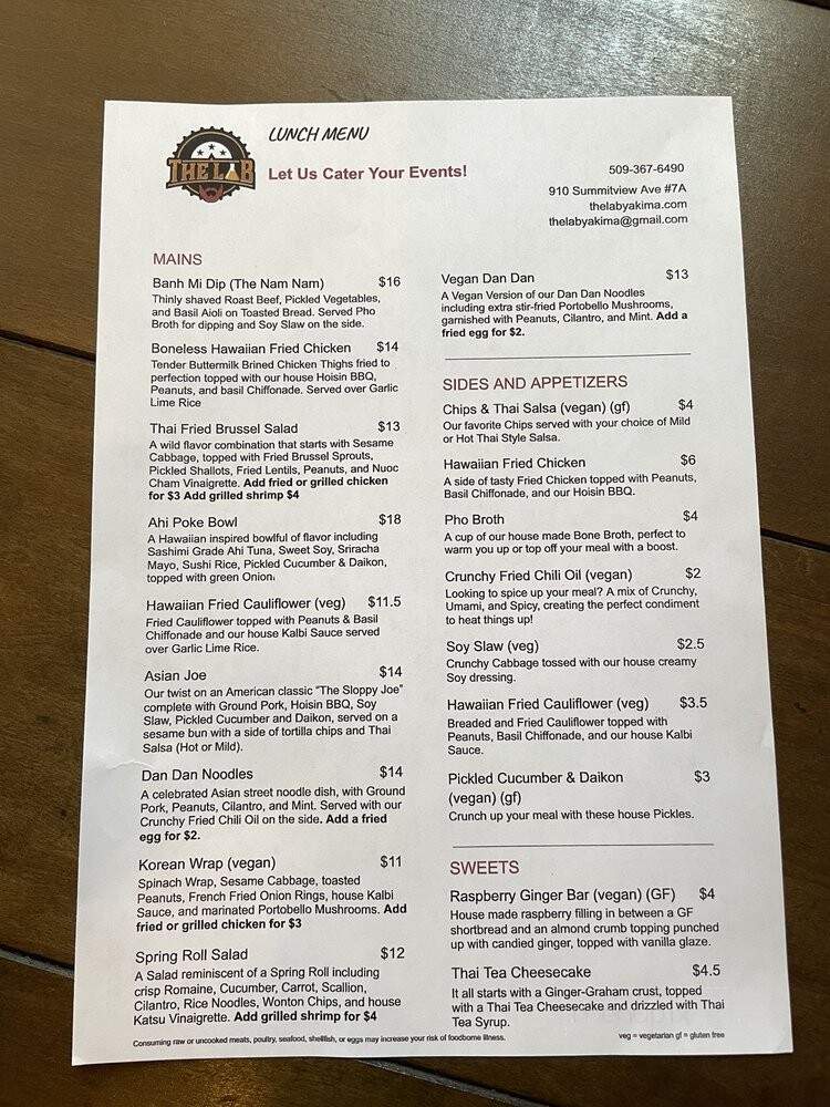 The Lab - Yakima, WA menu_pic